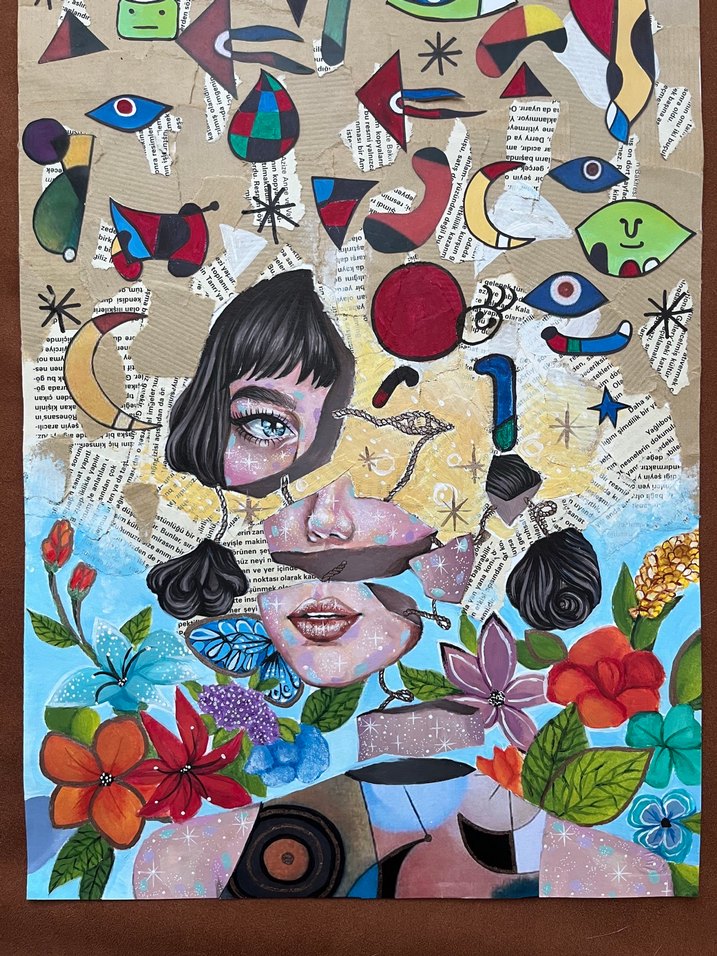 Renkli Soyut Kadın Portresi Tablosu - Görsel 2