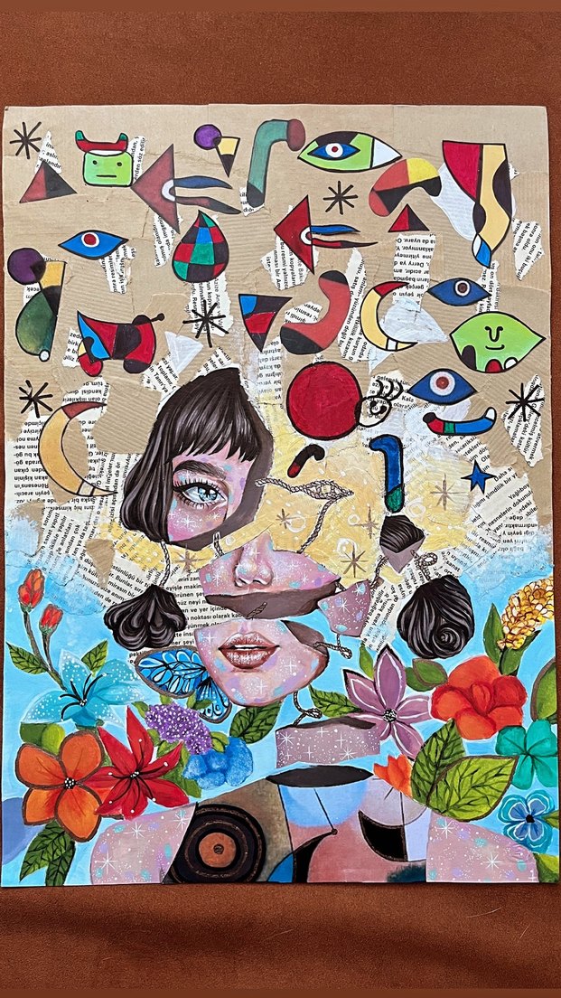 Renkli Soyut Kadın Portresi Tablosu - Görsel 4