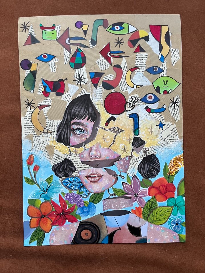 Renkli Soyut Kadın Portresi Tablosu - Görsel 5