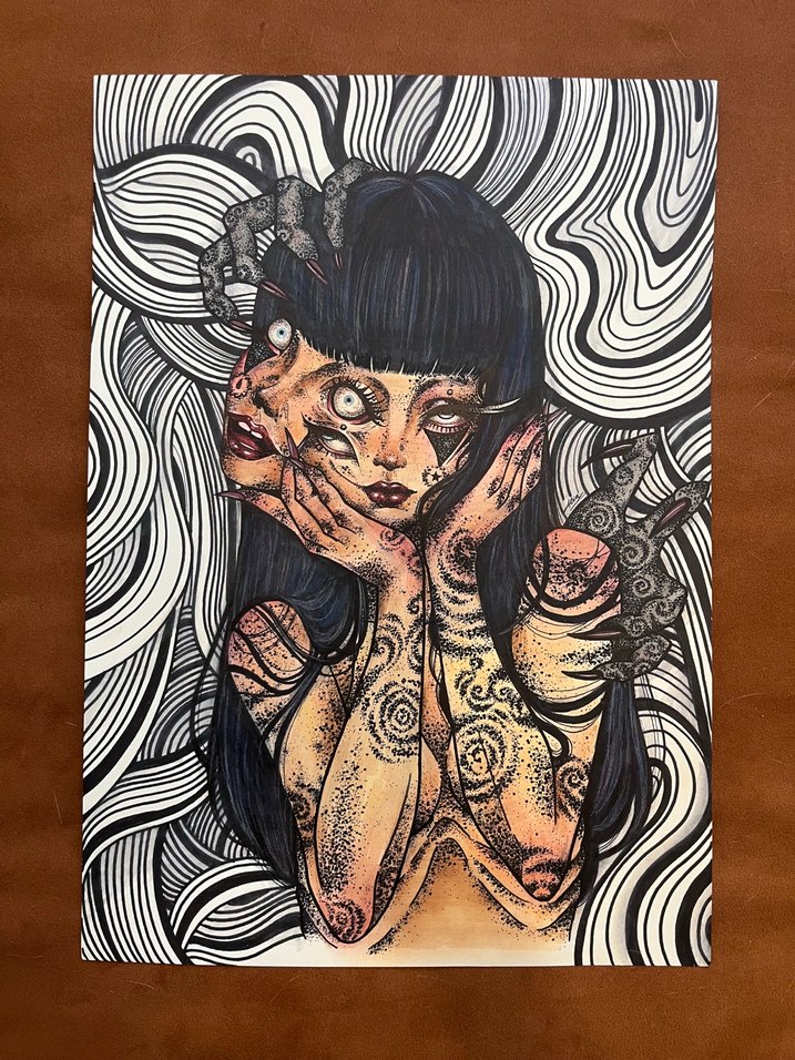 Karanlık Tonlarda Soyut Kadın Figürü Tablosu - Görsel 5