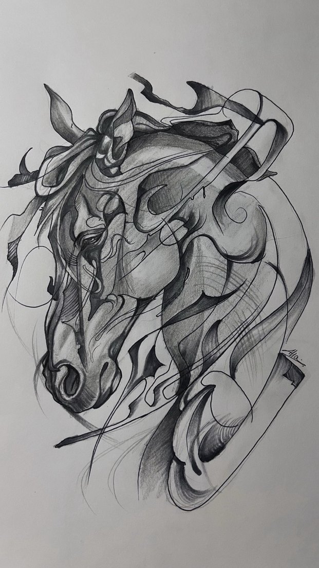 Gri At Figürlü Soyut Resim - Görsel 2