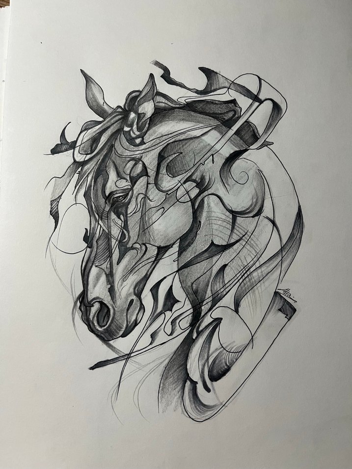 Gri At Figürlü Soyut Resim - Görsel 4