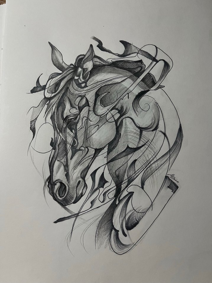 Gri At Figürlü Soyut Resim - Görsel 3