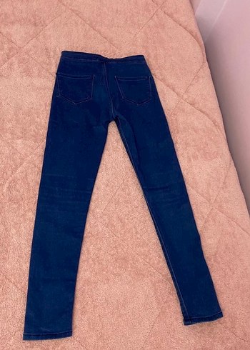 Diğer 38 beden yüksek bel zımba detaylı kot pantolon likrası