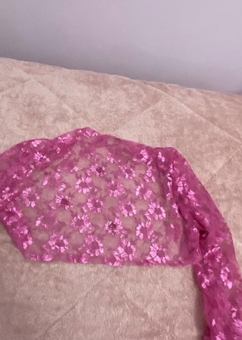 38 Beden pembe Renk Güpür Abiye elbise bolero 38 beden /crop ceket