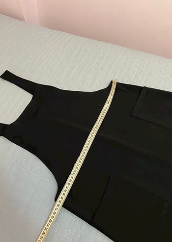 Quzu 40 beden askılı kısa cepli salopet  elbise - Görsel 3