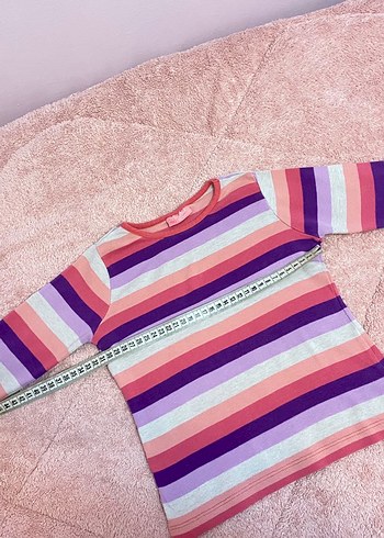 Kız Çocuk Renkli Çizgili Uzun Kollu Tişört - Görsel 3