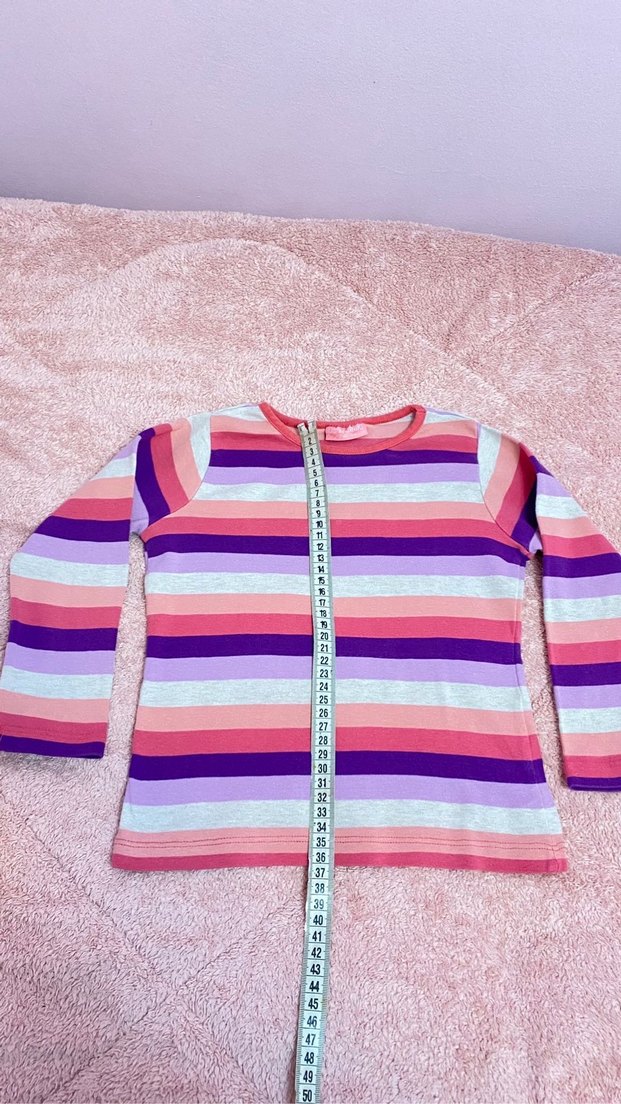 Kız Çocuk Renkli Çizgili Uzun Kollu Tişört - Görsel 2