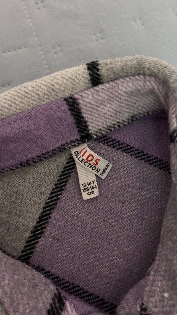 Defacto kareli oduncu gömlek 13-14 yaş gri ve mor renkli - Görsel 4