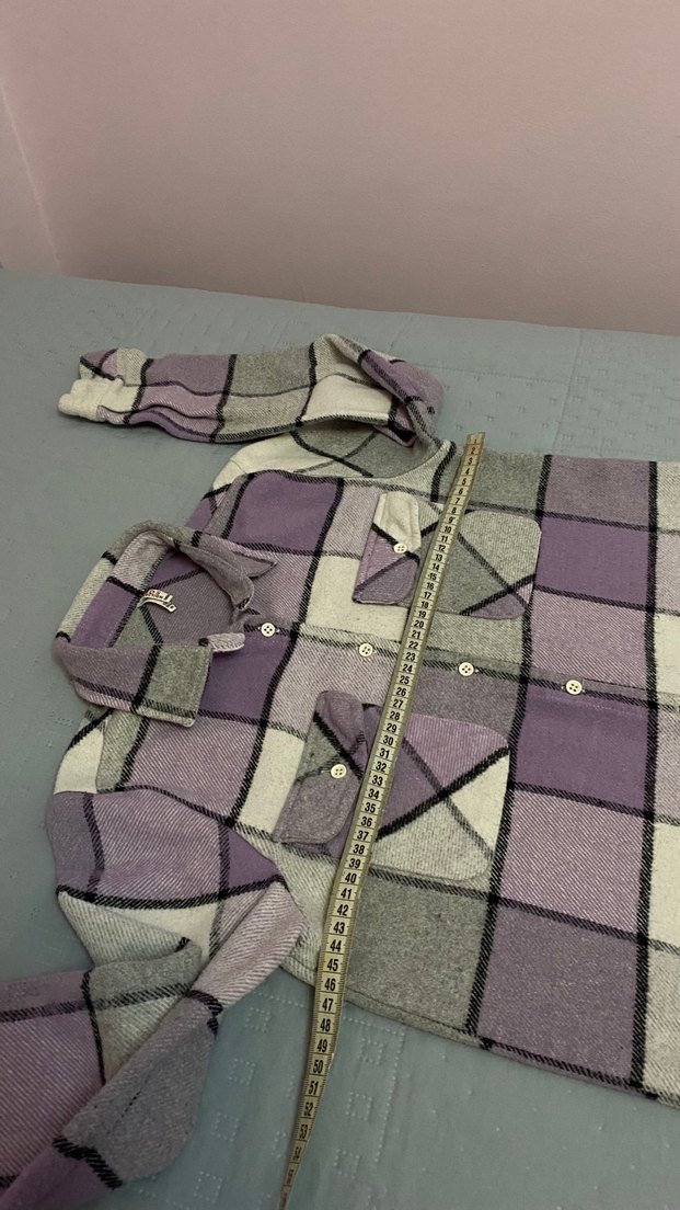 Defacto kareli oduncu gömlek 13-14 yaş gri ve mor renkli - Görsel 3