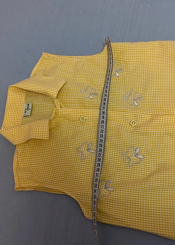 Kelebek detaylı kareli bağlamalı gömlek 5 yaş - Görsel 3