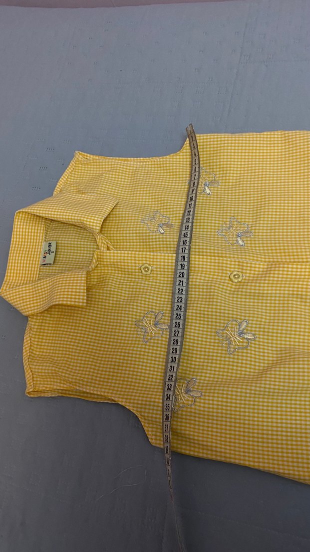 Kelebek detaylı kareli bağlamalı gömlek 5 yaş - Görsel 3