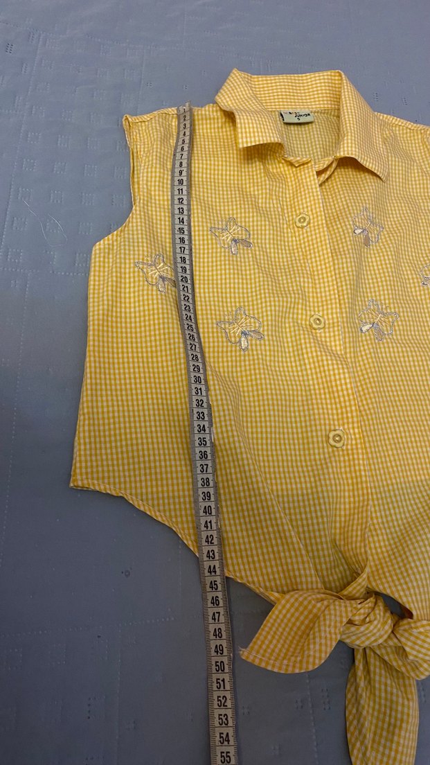 Kelebek detaylı kareli bağlamalı gömlek 5 yaş - Görsel 2