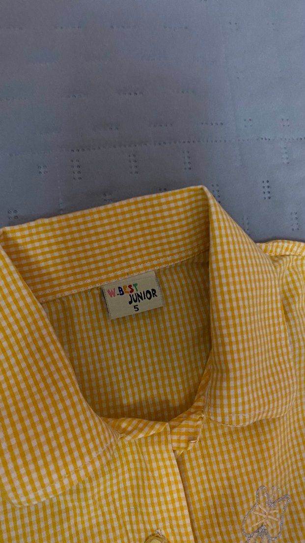 Kelebek detaylı kareli bağlamalı gömlek 5 yaş - Görsel 4