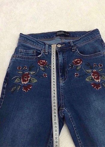 Lc waikiki yüksek bel bel kot pantolon likralı çiçek nakışlık - Görsel 6