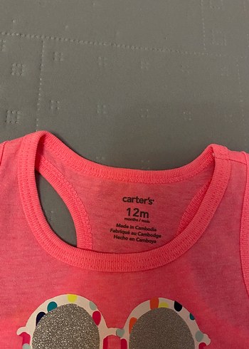 Carter's 9-12 ay gözlük desen kız bebek tişört - Görsel 4