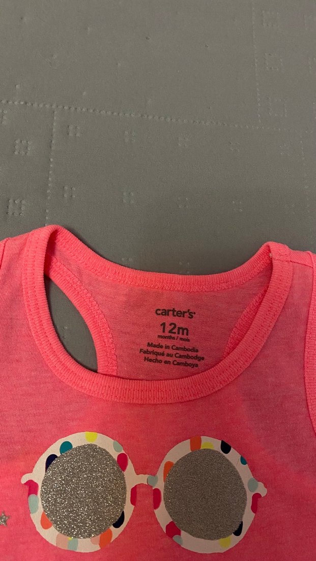 Carter's 9-12 ay gözlük desen kız bebek tişört - Görsel 4
