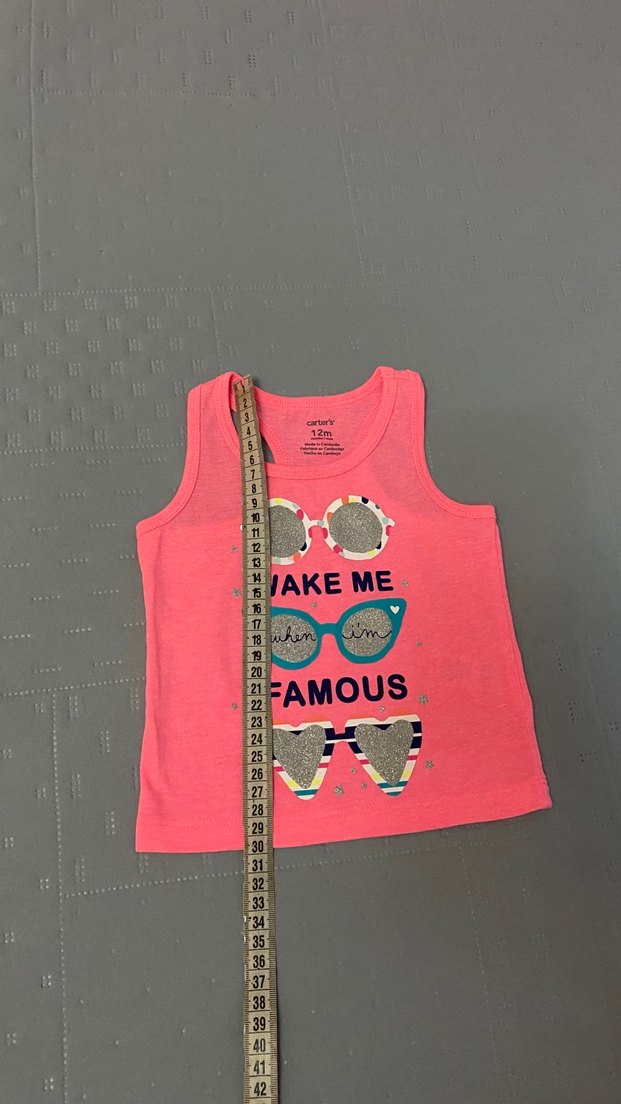 Carter's 9-12 ay gözlük desen kız bebek tişört - Görsel 2