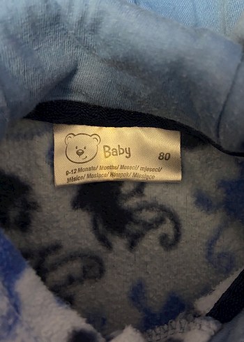 Kapüşonlu polar erkek bebek sweatshirt 9-12 ay - Görsel 4