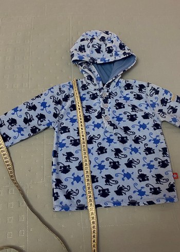 Kapüşonlu polar erkek bebek sweatshirt 9-12 ay - Görsel 2