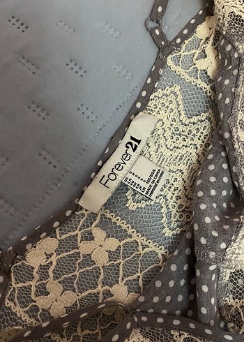 Forever21 Puantiyeli Güpürlü Askılı Elbise 36 Beden - Görsel 5