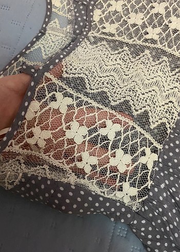 Forever21 Puantiyeli Güpürlü Askılı Elbise 36 Beden - Görsel 7