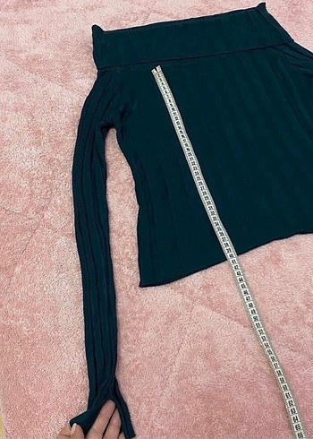 Trend Zümrüt Yeşili Carmen Yaka Triko Kazak ince 38 beden - Görsel 6