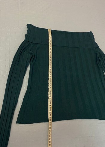 Trend Zümrüt Yeşili Carmen Yaka Triko Kazak ince 38 beden - Görsel 3