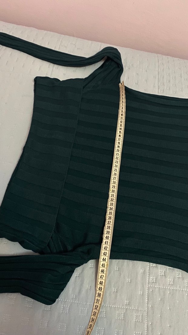 Trend Zümrüt Yeşili Carmen Yaka Triko Kazak ince 38 beden - Görsel 4