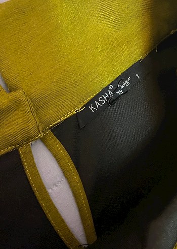 Kasha 40 beden Taşlı Dik Yaka Bluz Yağ Yeşili Outlet - Görsel 4