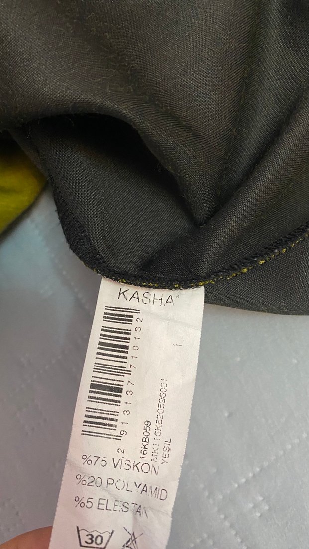 Kasha 40 beden Taşlı Dik Yaka Bluz Yağ Yeşili Outlet - Görsel 5