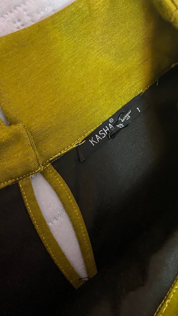 Kasha 40 beden Taşlı Dik Yaka Bluz Yağ Yeşili Outlet - Görsel 4