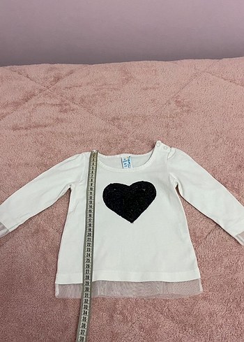 Kız bebek 3-6 ay tül ve kalp detaylı kız bebek bluz uzun kol - Görsel 3