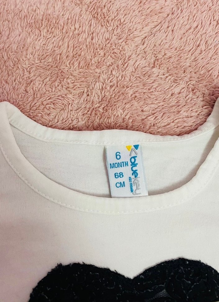 Kız bebek 3-6 ay tül ve kalp detaylı kız bebek bluz uzun kol - Görsel 5