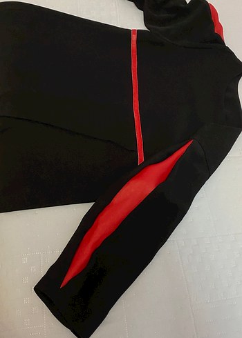 Kırmızı Suni Deri Detaylı Elbise 38 beden Siyah Renk - Görsel 6