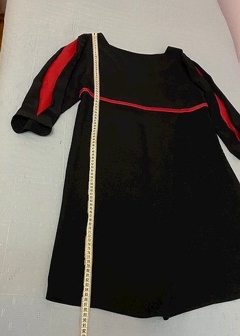 Kırmızı Suni Deri Detaylı Elbise 38 beden Siyah Renk - Görsel 2