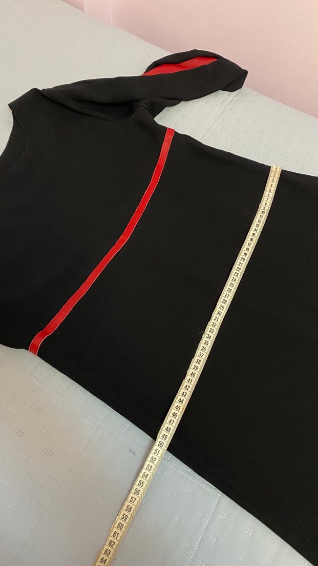 Kırmızı Suni Deri Detaylı Elbise 38 beden Siyah Renk - Görsel 3