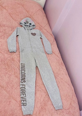 H&M 9-10 yaş Unicorn uyku kapüşonlu tulum kostüm - Görsel 4