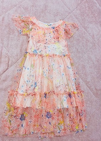 Zara 7 yaş Çiçek Desen Tül Elbise - Görsel 2