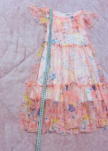 Zara 7 yaş Çiçek Desen Tül Elbise - Görsel 3