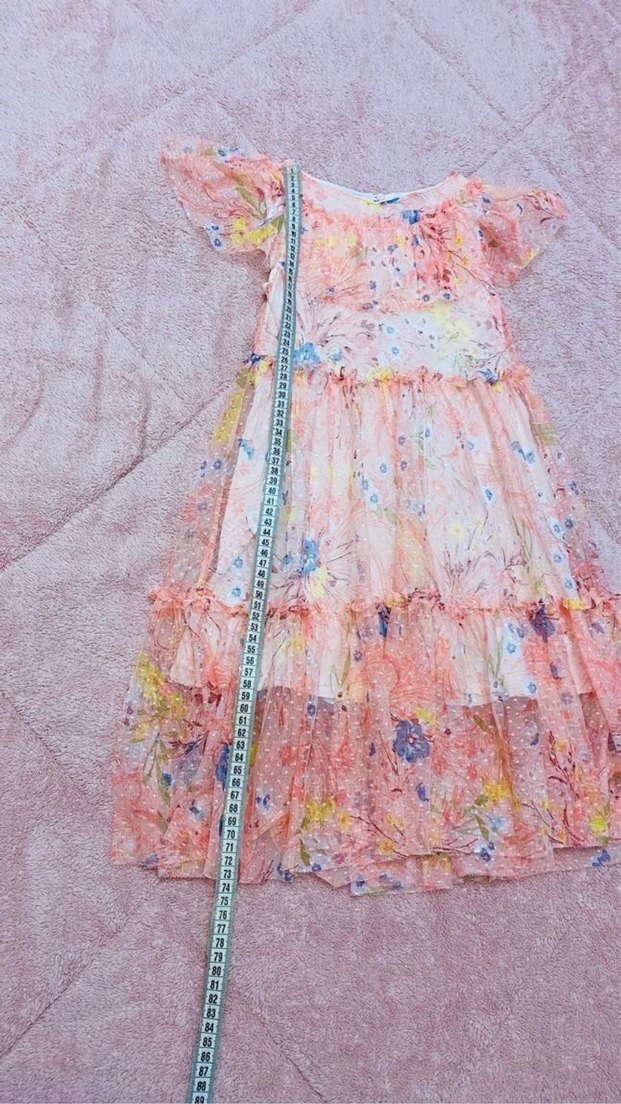 Zara 7 yaş Çiçek Desen Tül Elbise - Görsel 3