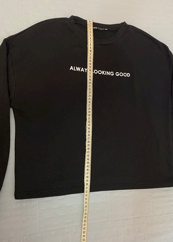Zara Yazılı Siyah Sweatshirt 38 beden - Görsel 4