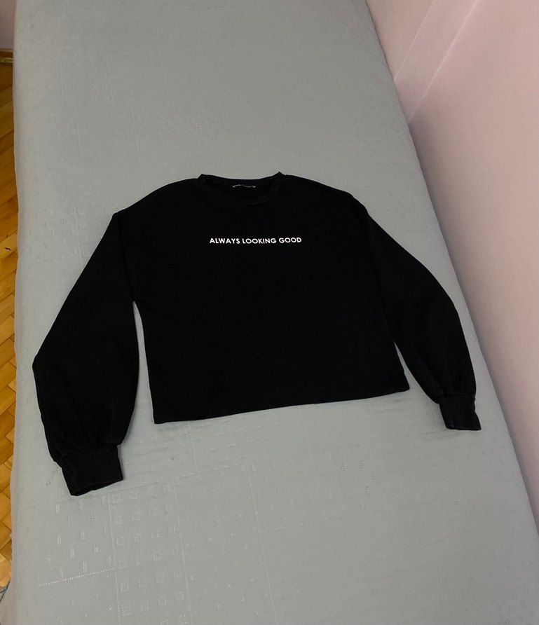 Zara Yazılı Siyah Sweatshirt 38 beden - Görsel 3