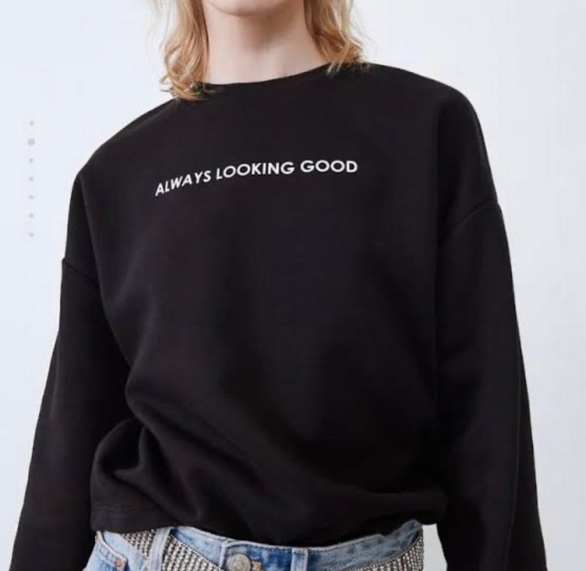 Zara Yazılı Siyah Sweatshirt 38 beden - Görsel 2