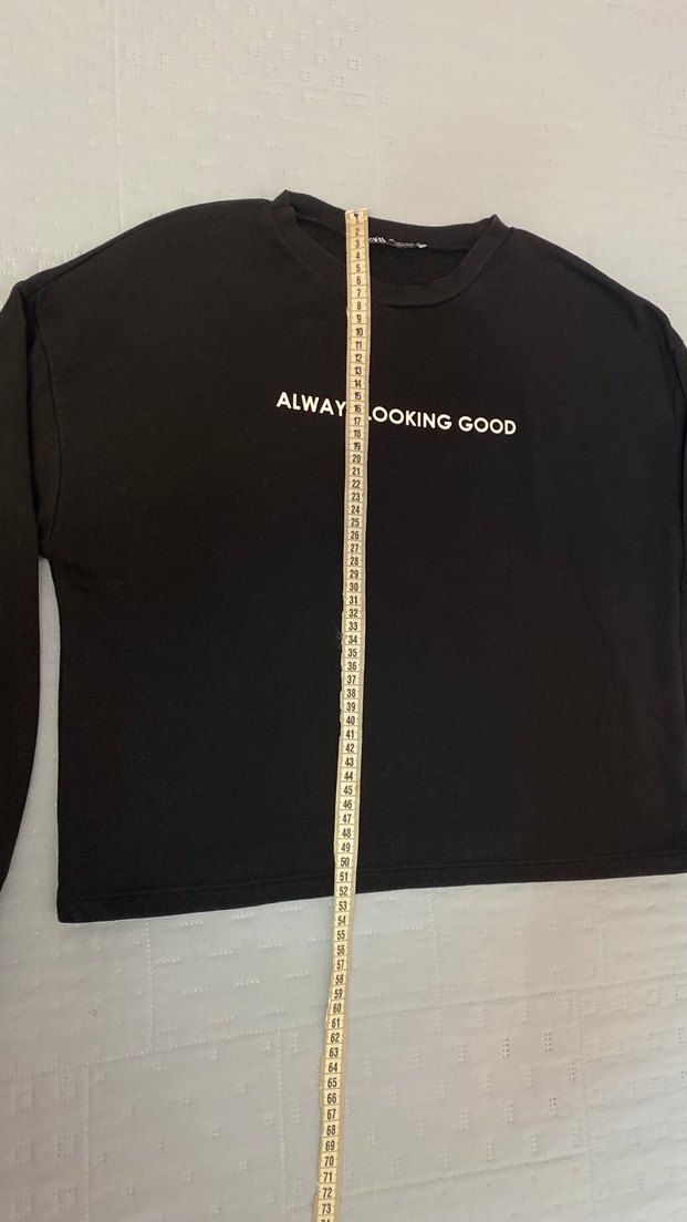 Zara Yazılı Siyah Sweatshirt 38 beden - Görsel 4