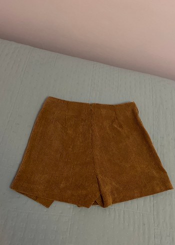 Trendyol Kahverengi kadife kumaşlı, düğme detaylı şort etek. - Görsel 5