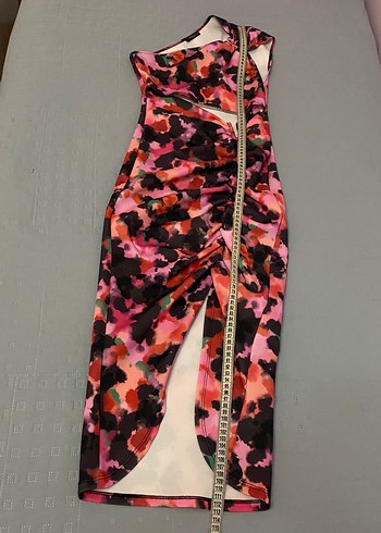 Trend Tek Omuz Drapeli Yırtmaçlı Elbisesi Asimetrik 34 beden - Görsel 2