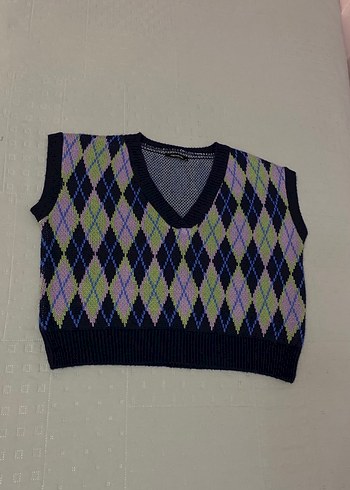 Trend Triko V yaka, baklava desenli şık süveter. 38 beden - Görsel 3