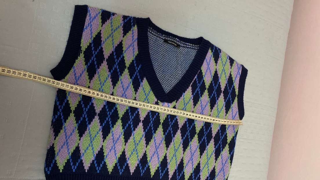 Trend Triko V yaka, baklava desenli şık süveter. 38 beden - Görsel 5