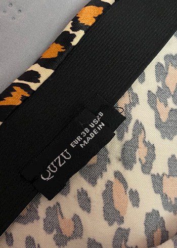 Quzu Leopar Desenli Saten Uzun Etek 38 beden Beli Lastikli - Görsel 5